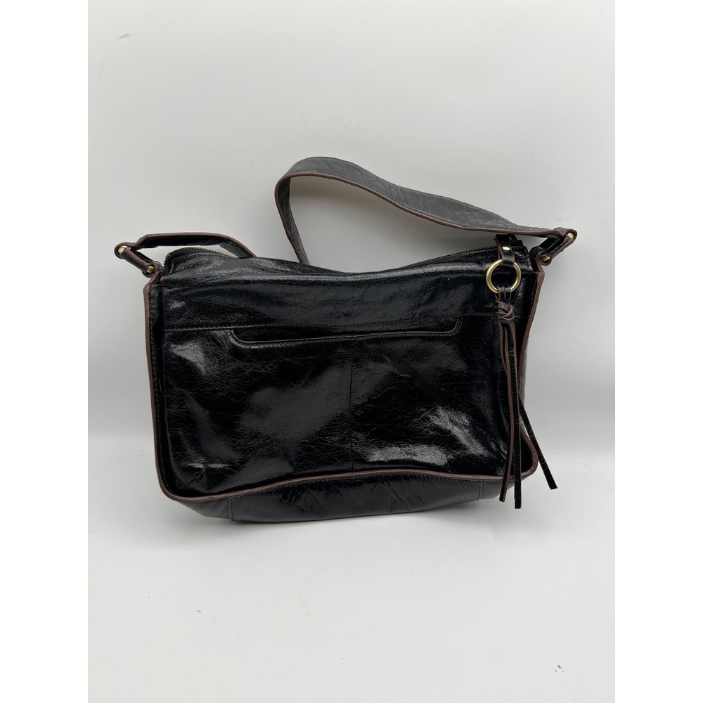 Hobo The Original Black Distressed Leather Shoulder Bag Tassel Detail